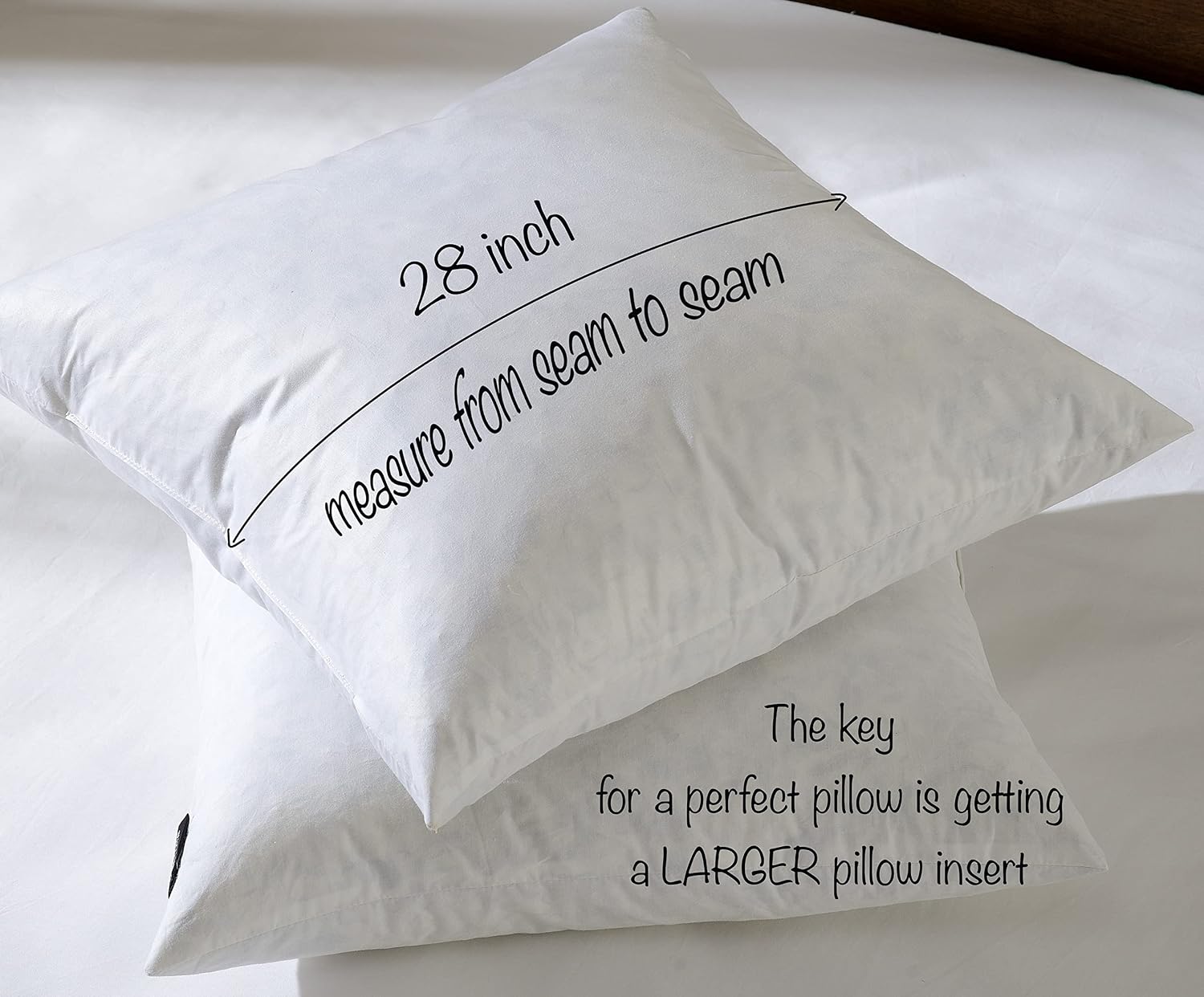 basic home 28x28 Euro Throw Pillow Insert-Down Feather Pillow Insert-Cotton Fabric-White-1 Piece