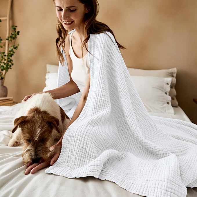 Bedsure 100% Cotton Muslin Throw Blanket Twin XL - Image 9