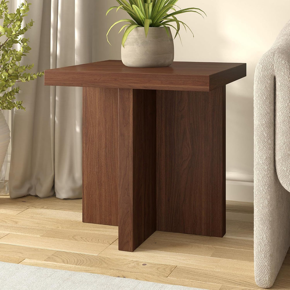 Henn&Hart 22" Scandinavian Wooden Square End Table, Side Table, Nigh...