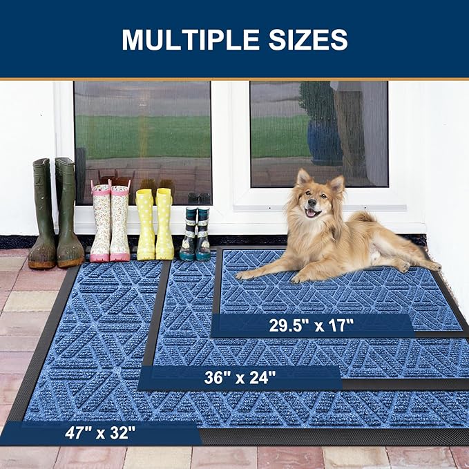 Smiry Front Door Mat Outside Entrance, Heavy Duty Sturdy Natural Rubber Doormat - Image 2
