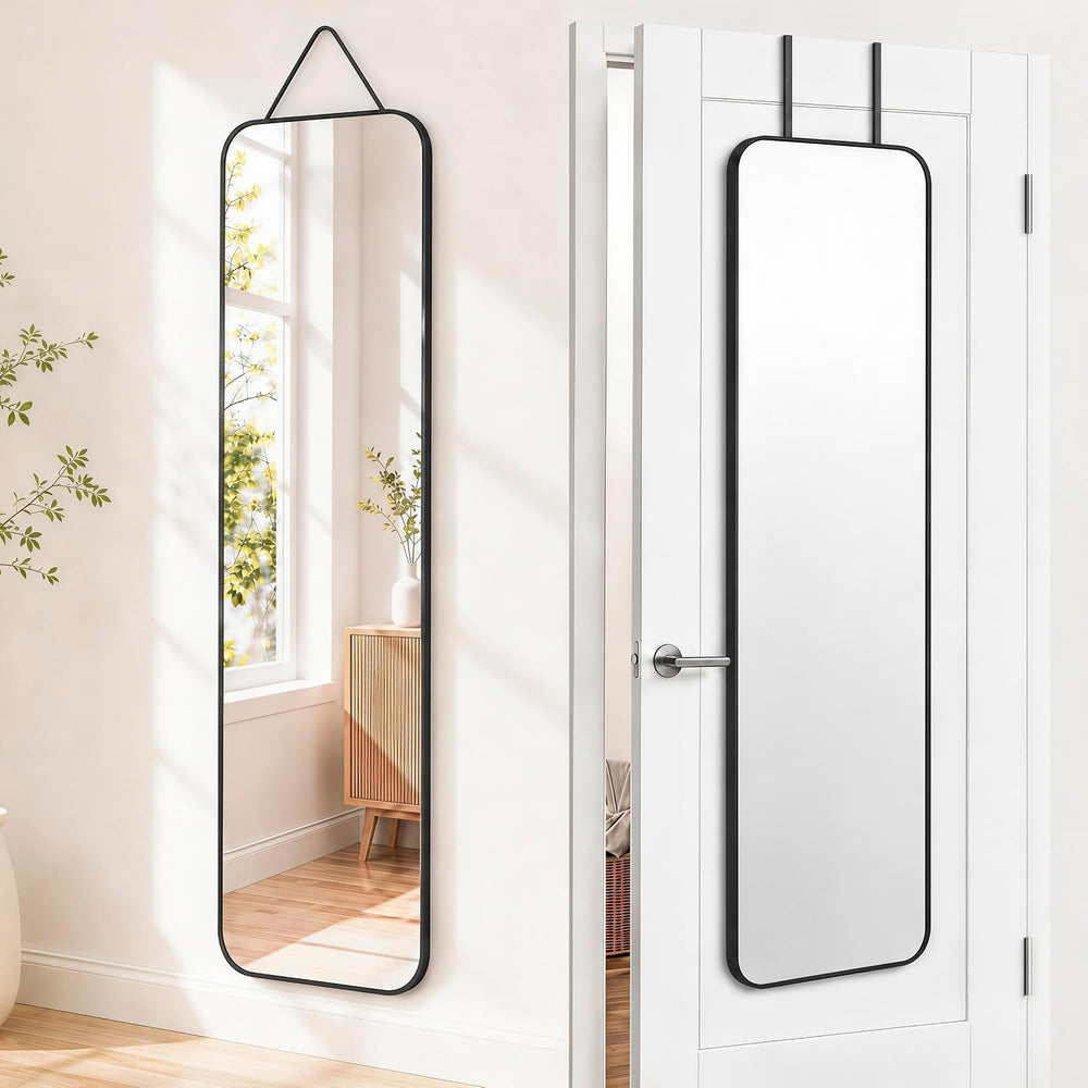 SCWF-GZ 47x14 Full Length Mirror Over the Door,Wall Mounted/Rope Hang Black