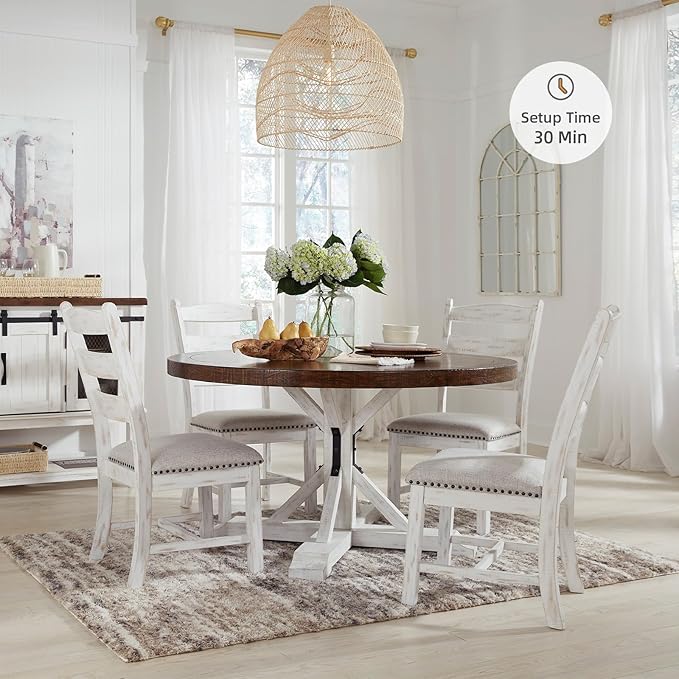 Signature Design by Ashley Valebeck Farmhouse Cushioned Dining Chair, 2 Count...