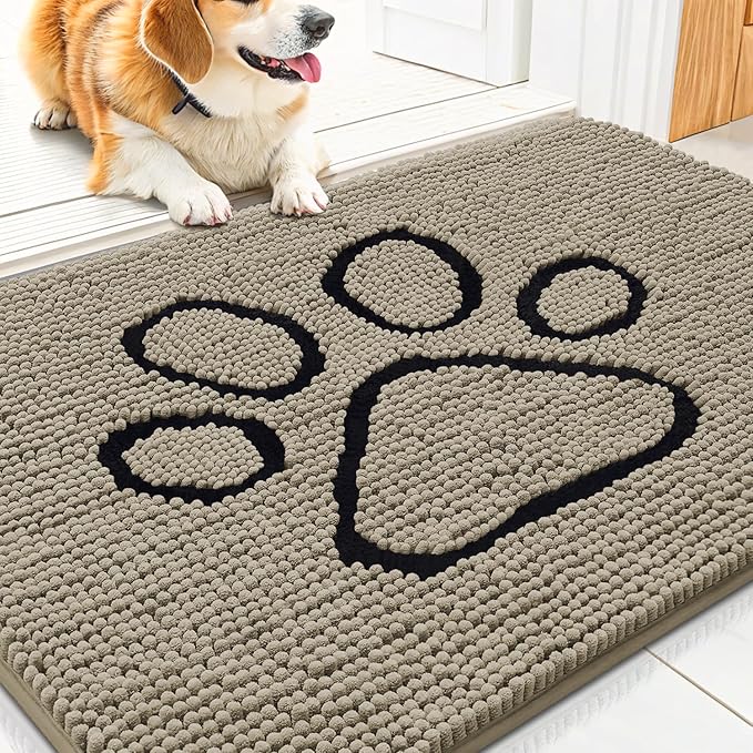 Smiry Dog Door Mat for Muddy Paws, Absorbent Dirt Trapper Non Slip Quick Dry by Smiry