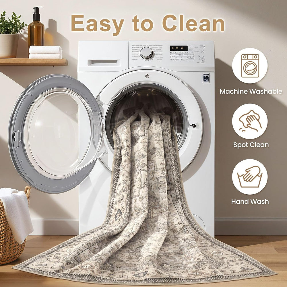 EIEIHOUSE 10x14 Area Rug Washable Vintage Rugs for Living Room Brown/Multi