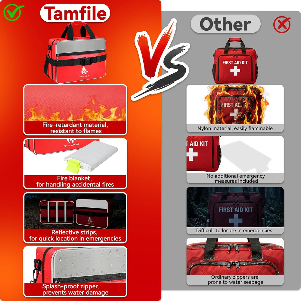 Tamfile 555 Piece First Aid Kit, Fireproof Waterproof Trauma Medical Kits