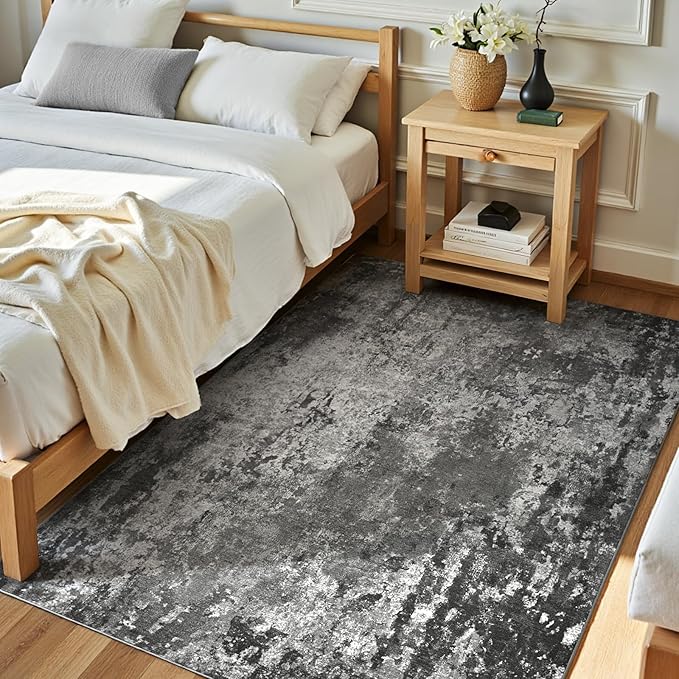 Entrance Rugs Indoor 3x5 Black Entry Rug Washable Abstract Black Small Area Rug - Image 2