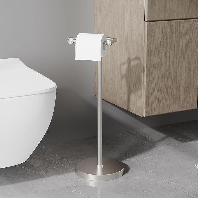 RARXTR Toilet Paper Holder Stand, Post Pivoting Design Free Standing Toilet - Image 2