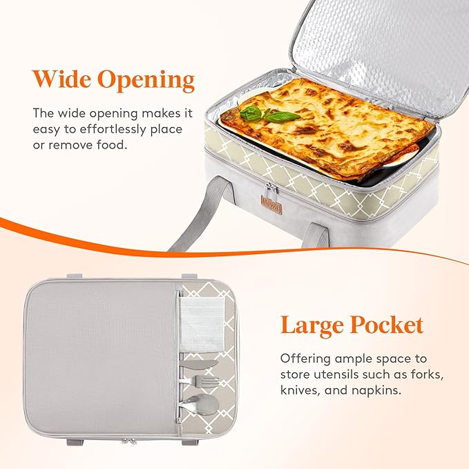 Lifewit Insulated Double Decker Casserole Carrier, Lasagna Lugger Holder - Image 5