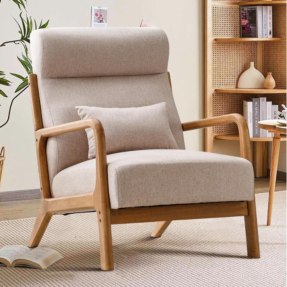 INZOY Mid Century Modern Accent Chair with High Back, Upholstered Living Room...