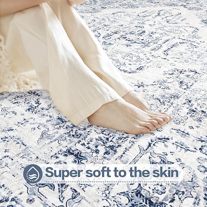 8x10 Area Rugs for Living Room: Washable Rug Vintage Large Rugs Soft Non Slip - Image 8