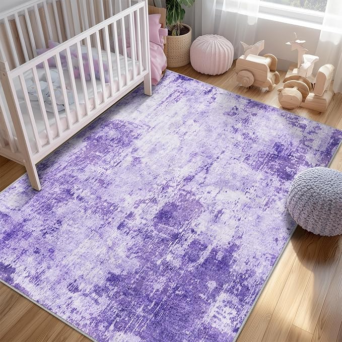 Washable Area Rugs 9'x12' Non-Slip Modern Abstract Soft - Image 3