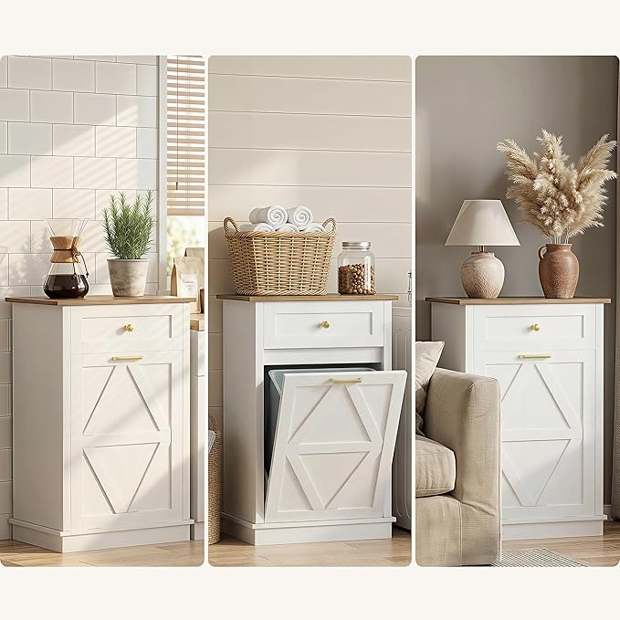 YESHOMY Tilt Out Trash Cabinet, 10 Gallon Hidden Wooden Bin Cabinets, Laundry - Image 7