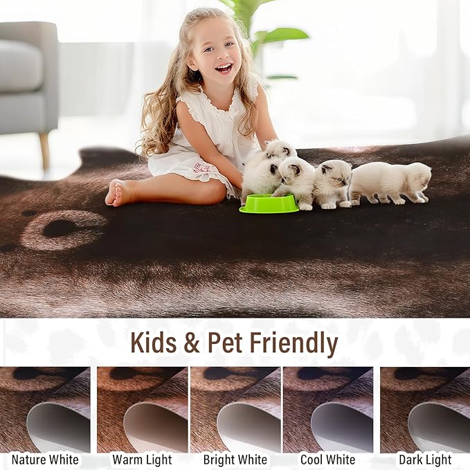 AROGAN Premium Bear Print Rug 5.2x6.2 Feet, Machine Washable Faux Fur Rug - Image 8