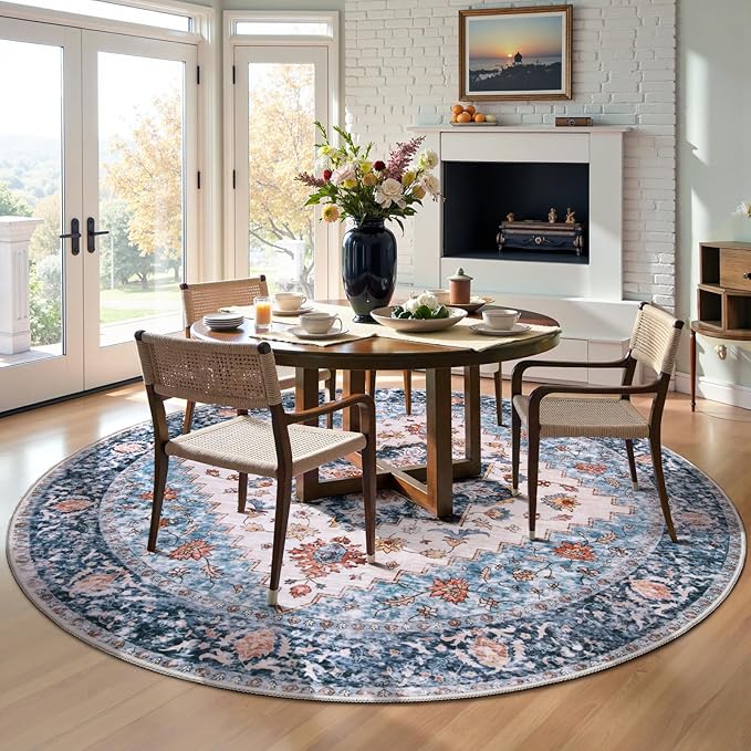 SERISSA Boho Round Area Rug, 6ft Washable Non-Slip Circle Rug, Ultra Soft - Image 2