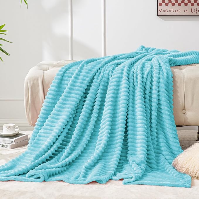 BEDELITE Fleece Blanket Twin Size – 3D Ribbed Jacquard Soft and Warm Decorative - Image 7