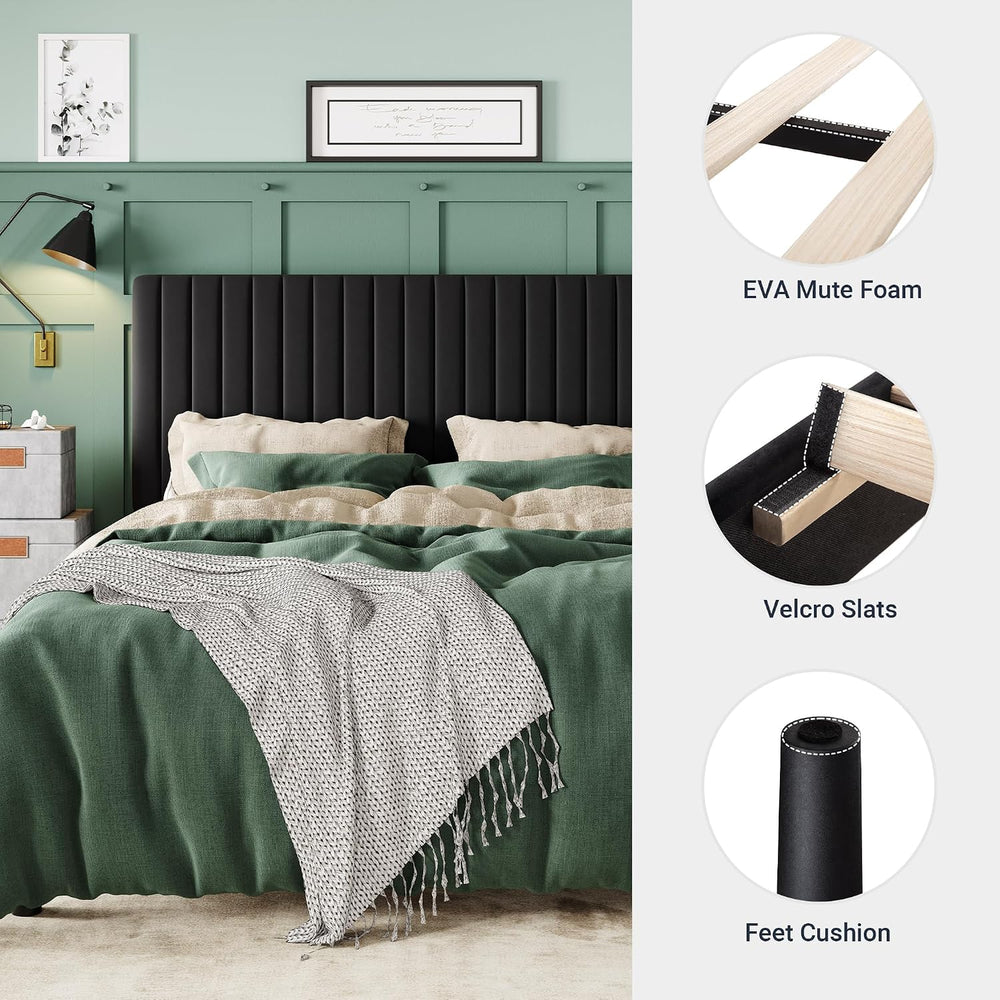 Allewie Full Bed Frame, Velvet Upholstered Platform Bed with Vertical Channel...