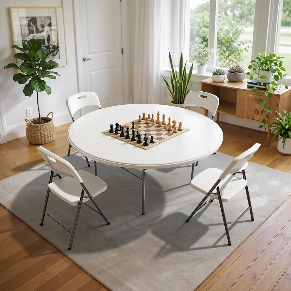 48 Inch Round Folding Table, Heavy Duty 550lbs Capacity, Foldable Design &amp...