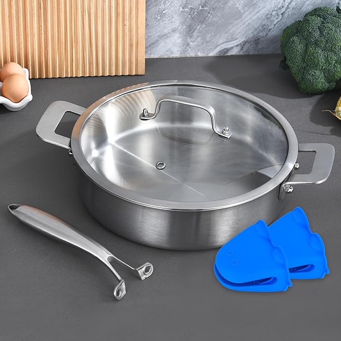 LOLYKITCH Sauté Pan, 6QT Tri-Ply Stainless Steel Deep Cooking Pan, 12 Inch - Image 7