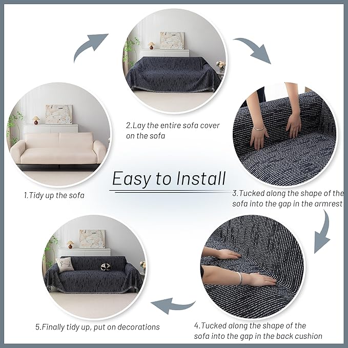 MYSKY HOME Couch Covers for 2 Cushion Couch Sofa, Chenille L Shape Sectional - Image 7