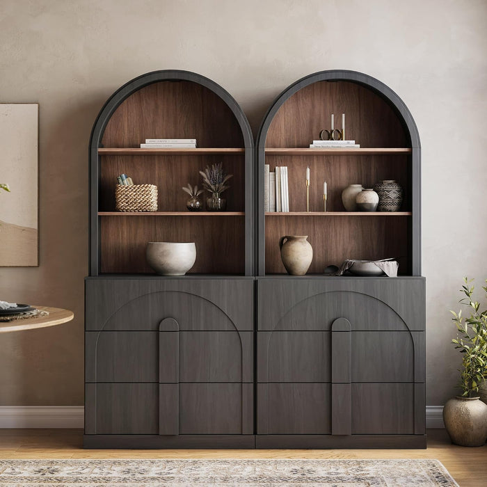 BELLEZE Bijou Storage Cabinet with Drawer, Set of 2 - Ebony