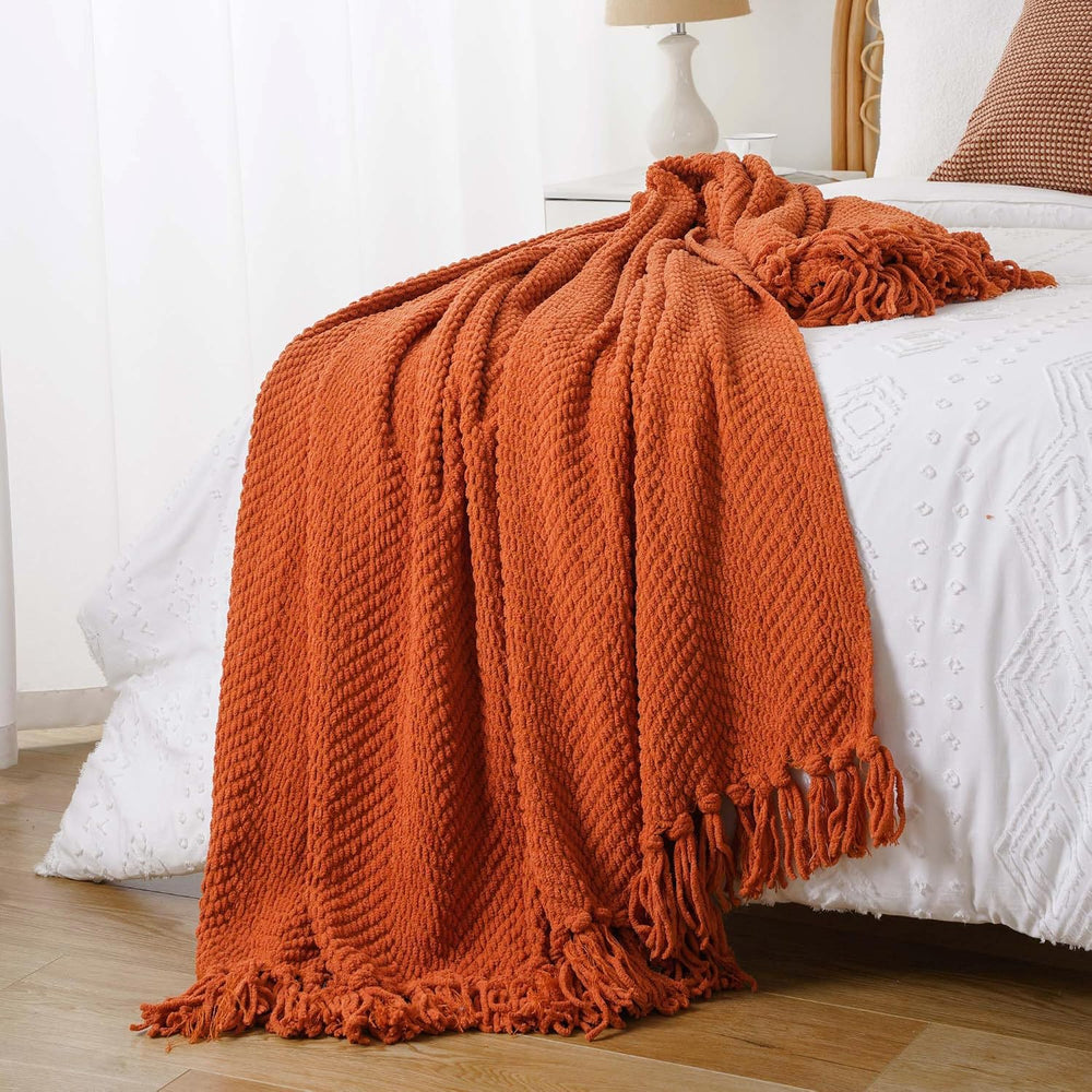 Battilo Burnt Orange Throw Blanket for Couch, Fall Throw Blanket, 50"x60...