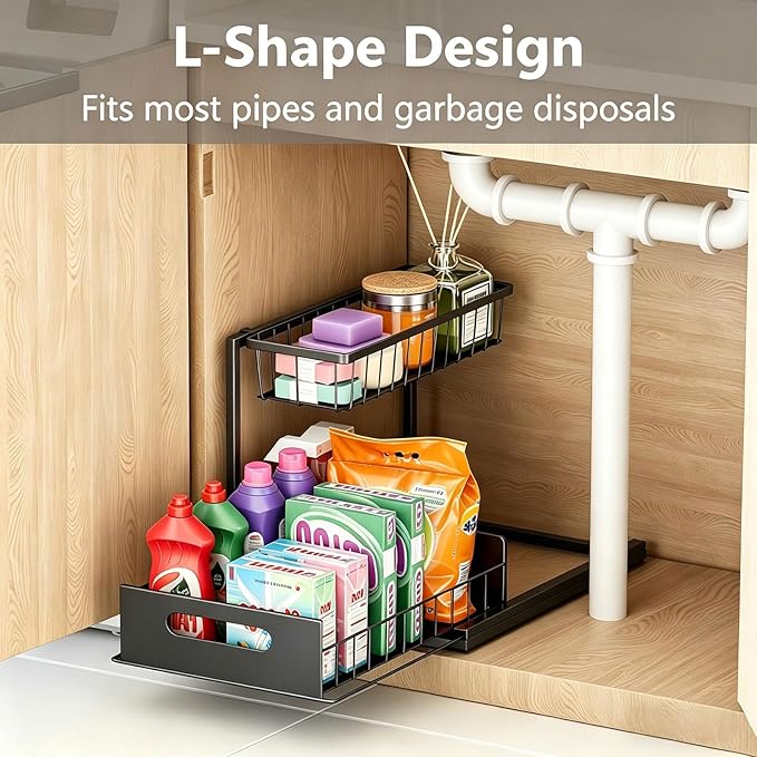 Ceetug Under Sink Organizers and Storage 2 Tier Slide Out Kitchen Cabinet - Image 3