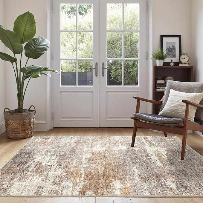 3x5 Washable Entryway Area Rug: Modern Abstract Small Runner Rug Indoor Soft - Image 7