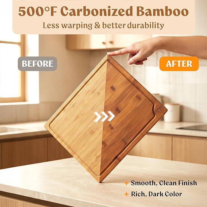 EDELHAUS Carbonized Bamboo Cutting Boards – Cutting Board Set of 3 Heat Treated - Image 3