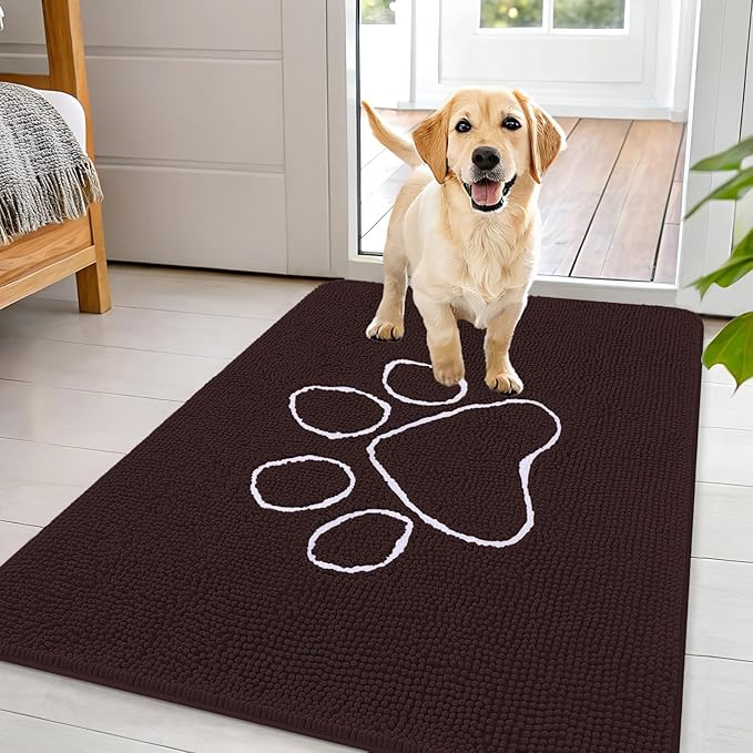 OLANLY Dog Door Mat for Muddy Paws 44x32, Paw Print Design, Absorbs Moisture by OLANLY