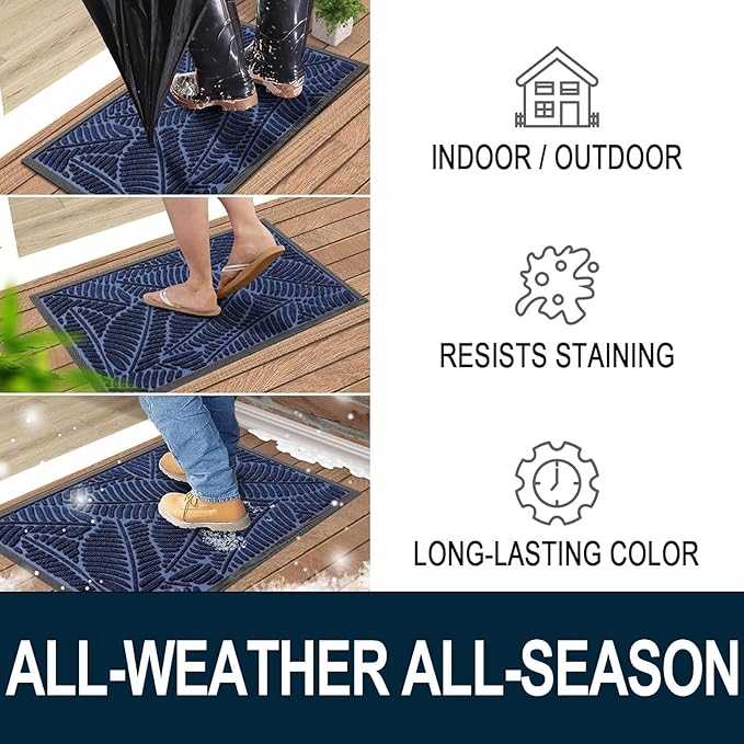 Colorxy Waterproof Doormat, Sturdy Natural Rubber Front Indoor Mat, Non Slip - Image 4