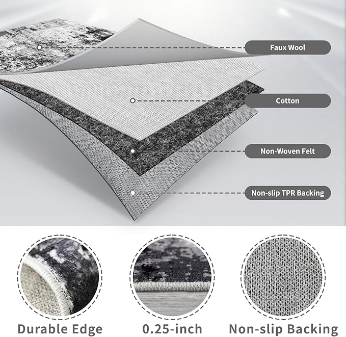 2x6 Washable Runner Rugs for Hallway: Easy-to-Clean Abstract Runners for - Image 7