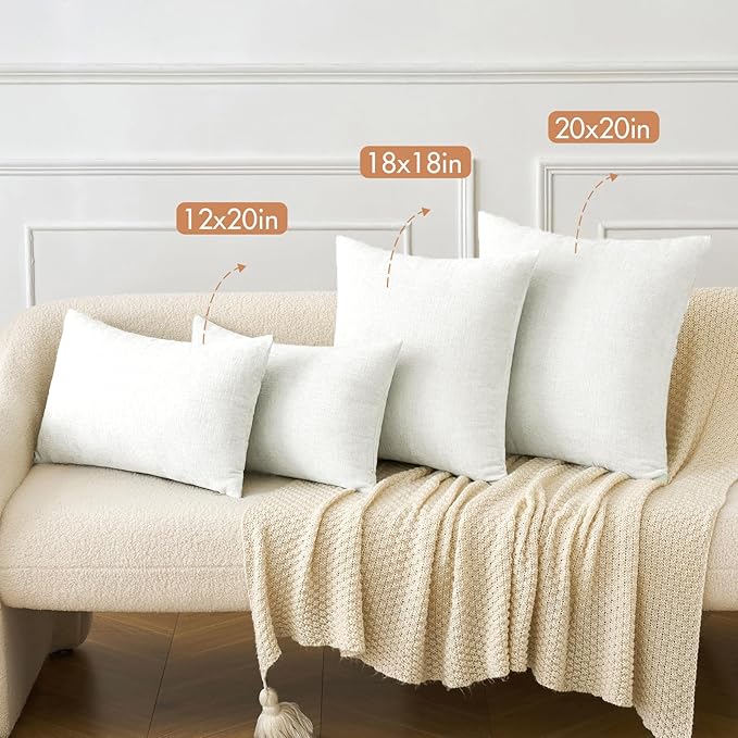 MIULEE Pack of 2 Couch Throw Pillow Covers 20x20 Inch Soft White Chenille - Image 4