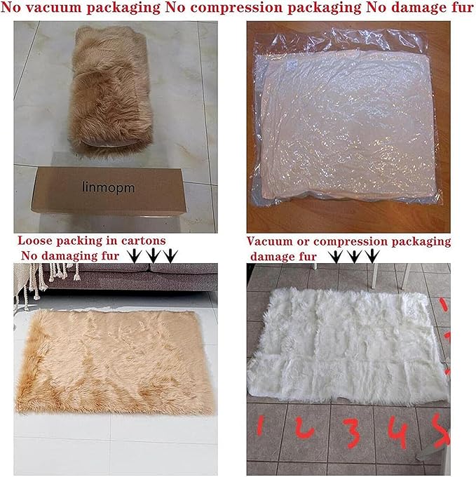 linmopm Faux Fur Rug Sheepskin Shag Fluffy Fuzzy 3x3 ft Rugs - Image 6