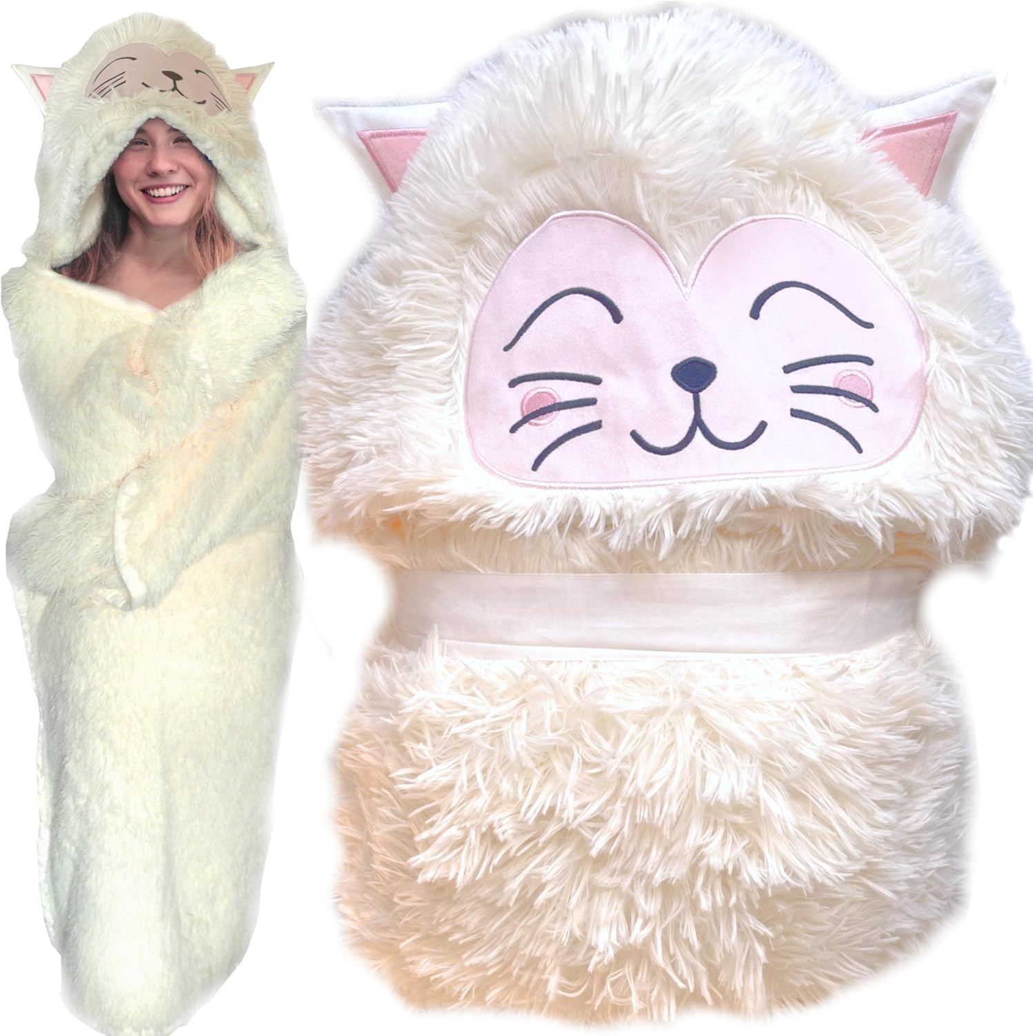 Evovee Cat Blanket for Adults Animal Sherpa Fleece Cat Lovers Gifts for Girls Women Men Kids Fluffy Decor Plush Throw