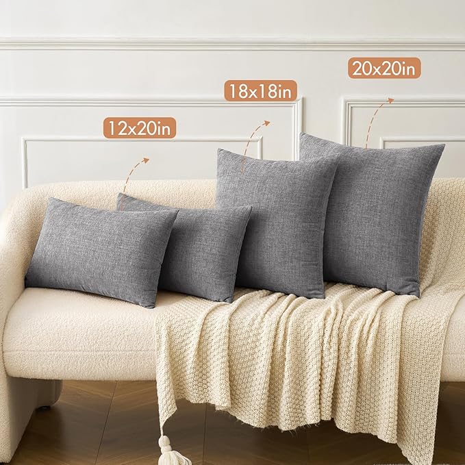 MIULEE Pack of 2 Couch Throw Pillow Covers 18x18 Inch Soft Dark Gray Chenille - Image 4