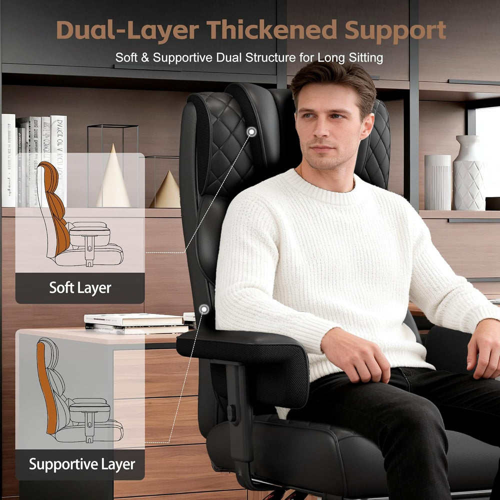 Vonesse Big and Tall Office Chair, Desk Chair with Soft Adjustable Armrests, ...