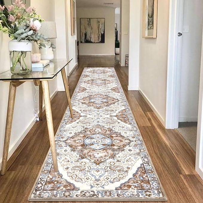 HEBE Hallway Runner Rug 2'8''x14' Washable Vintage Distressed Area Rugs Non - Image 6