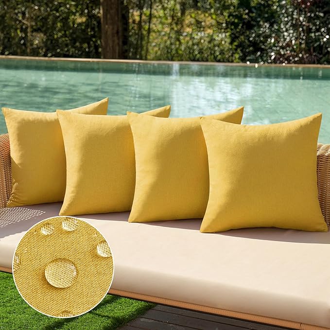 MIULEE Pack of 4 Decorative Outdoor Throw Pillow Covers Linen Waterproof Pillow by MIULEE