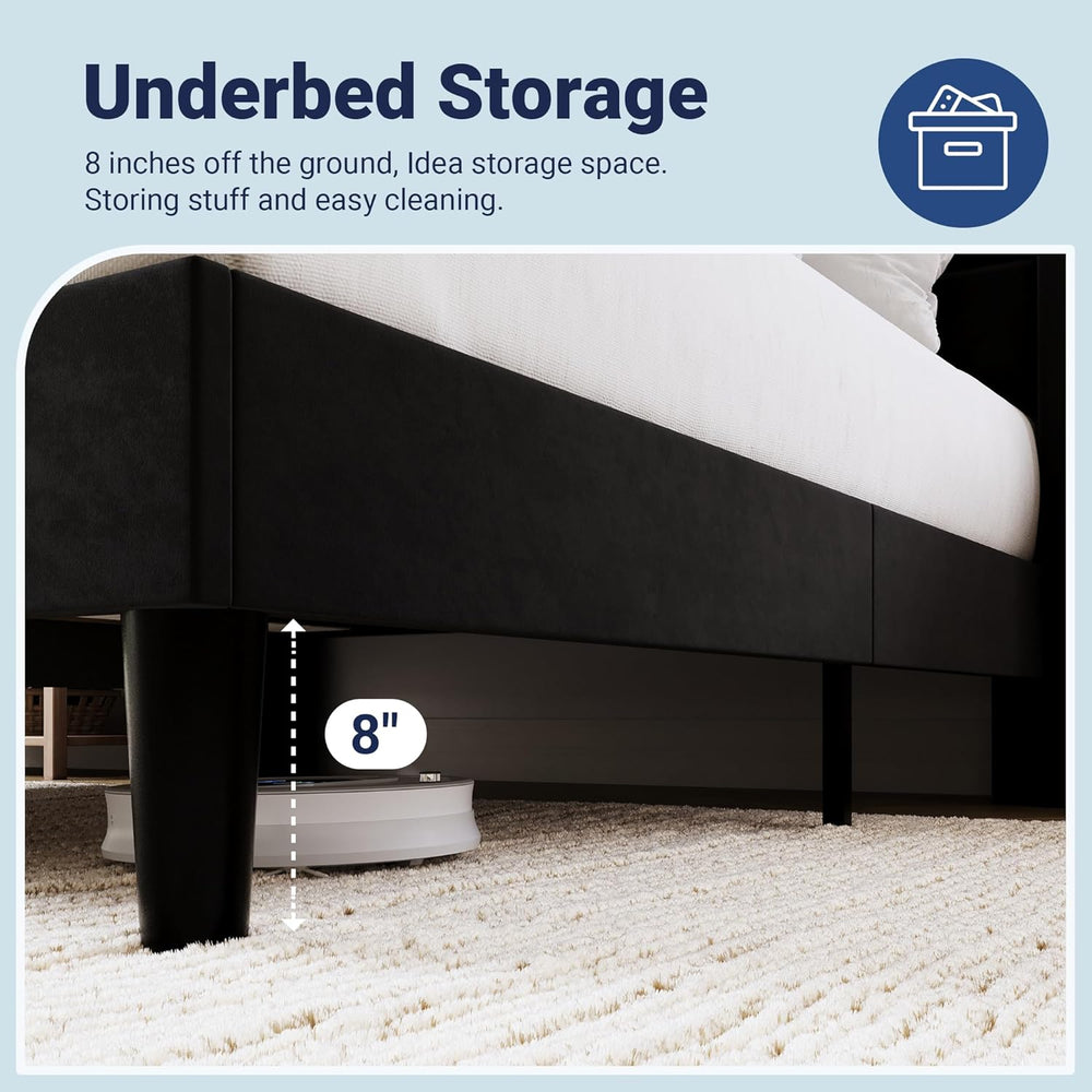 Allewie Full Size Platform Bed Frame with Charging Station & Storage Head...