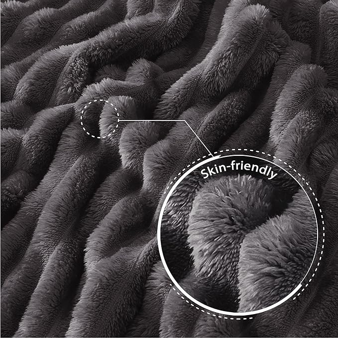 Exclusivo Mezcla King Size Flannel Fleece Blanket, Super Soft Striped Jacquard - Image 4