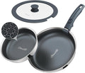 Ciwete Hybrid Non Stick Frying Pans Set 4-Piece, 8 & 9.5 Inch Tri-Ply Stainless by Ciwete