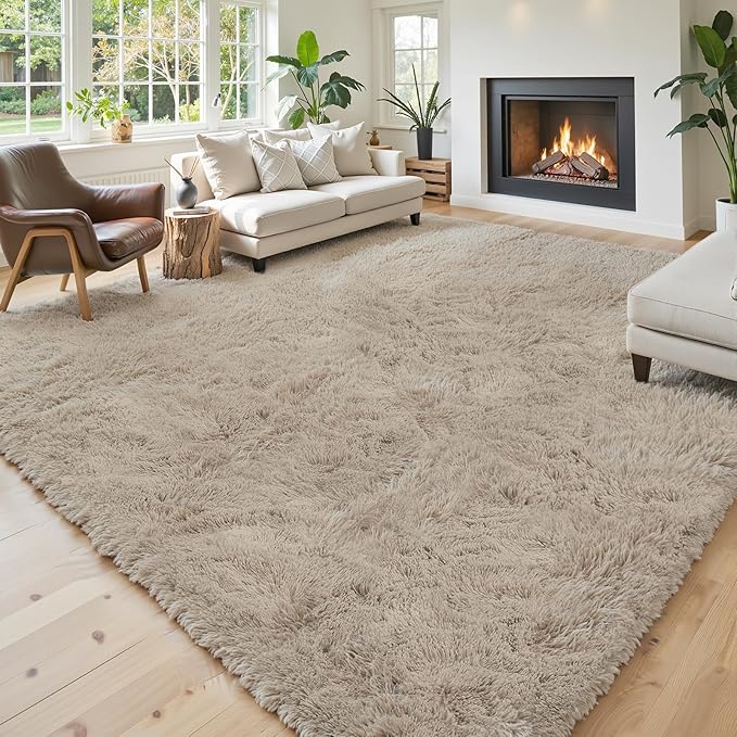 Area Rugs 10x14 Living Room, Shaggy Carpet Soft Plush Furry Bedside Rug Large by Junhejiamei