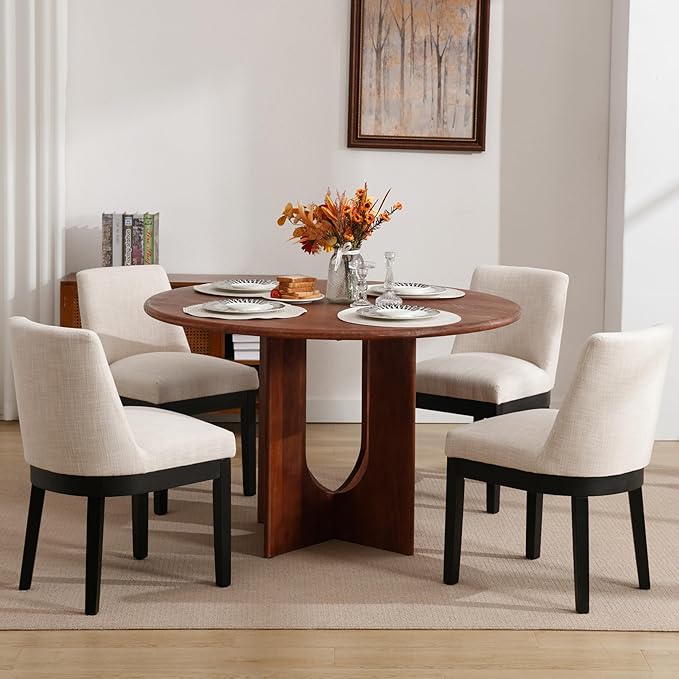 Modern Dining Chairs Set of 2 Comfortable Dining Room Chairs with Back, Linen...