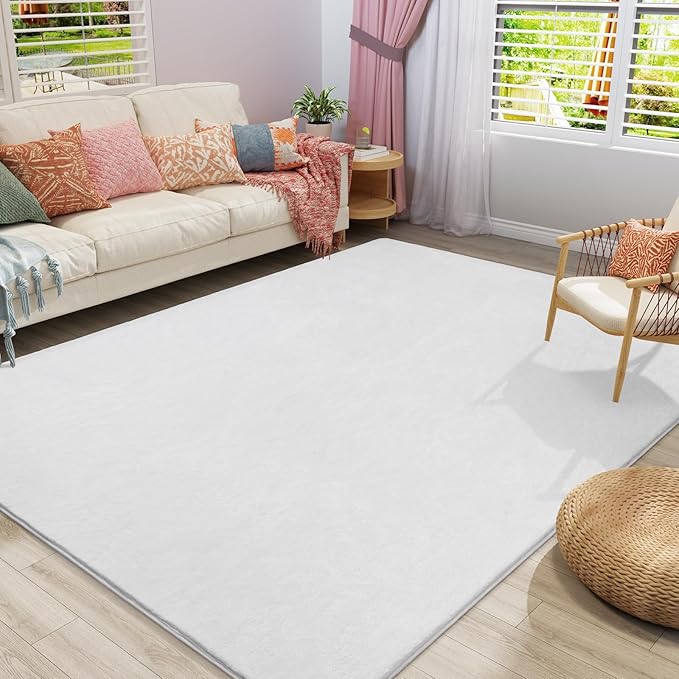 Amearea Modern Area Rugs for Bedroom Living Room, 4x6 Feet White Thickened by AmeareaDirect