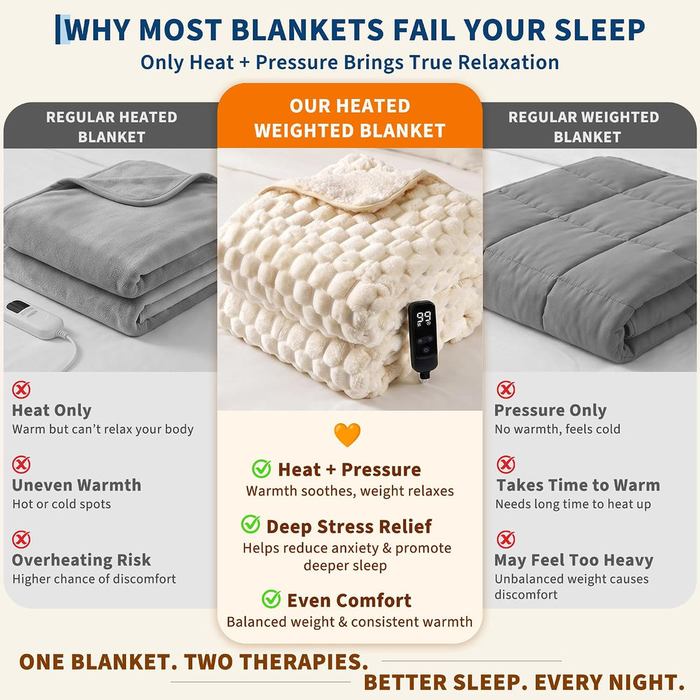 Garvee Heated Weighted Blanket for Adult 15 lbs, 48 x 72 inches, White