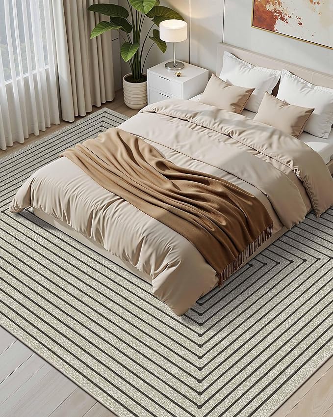 Latte&Fog 9x12 Area Rug for Living Room, Extra Large Beige Modern Abstract - Image 2