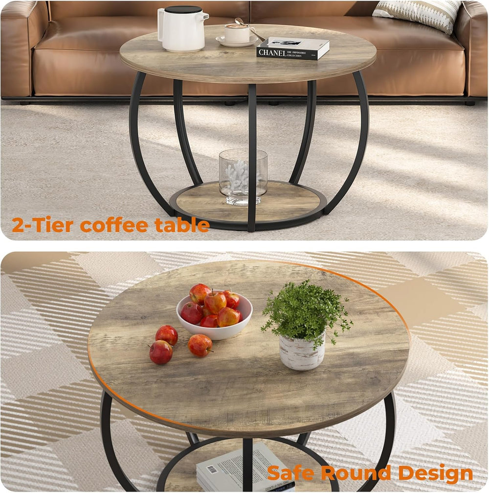 GreenForest Small Round Coffee Table Living Room