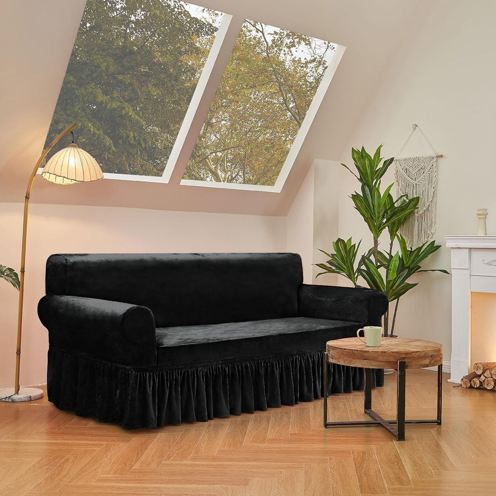 NICEEC Black Armchair Covers Arm Chair Cover Armchair Slipcovers with Skirt