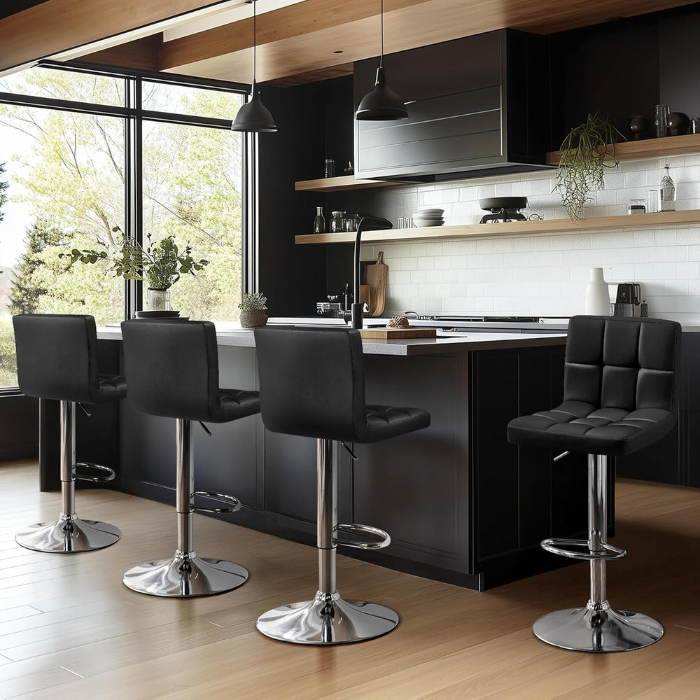 Yaheetech Bar Stools Set of 4, PU Leather Swivel Barstools, Height Adjustable...