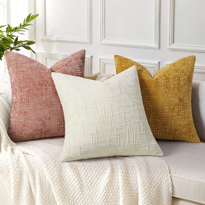 decorUhome Summer Pink Chenille Throw Pillow Covers 20x20 Set of 2 Textured - Image 4